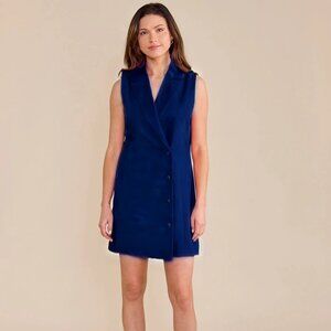 NWT | S'EDGE James Dress Sleeveless Long Vest Style Navy Blue, SIze S